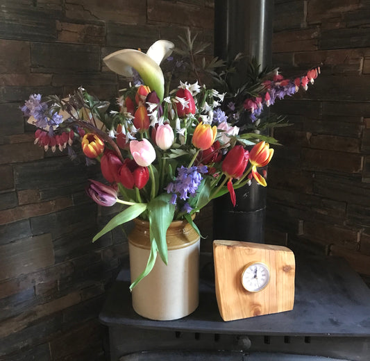 Handmade Sycamore clock in unique design