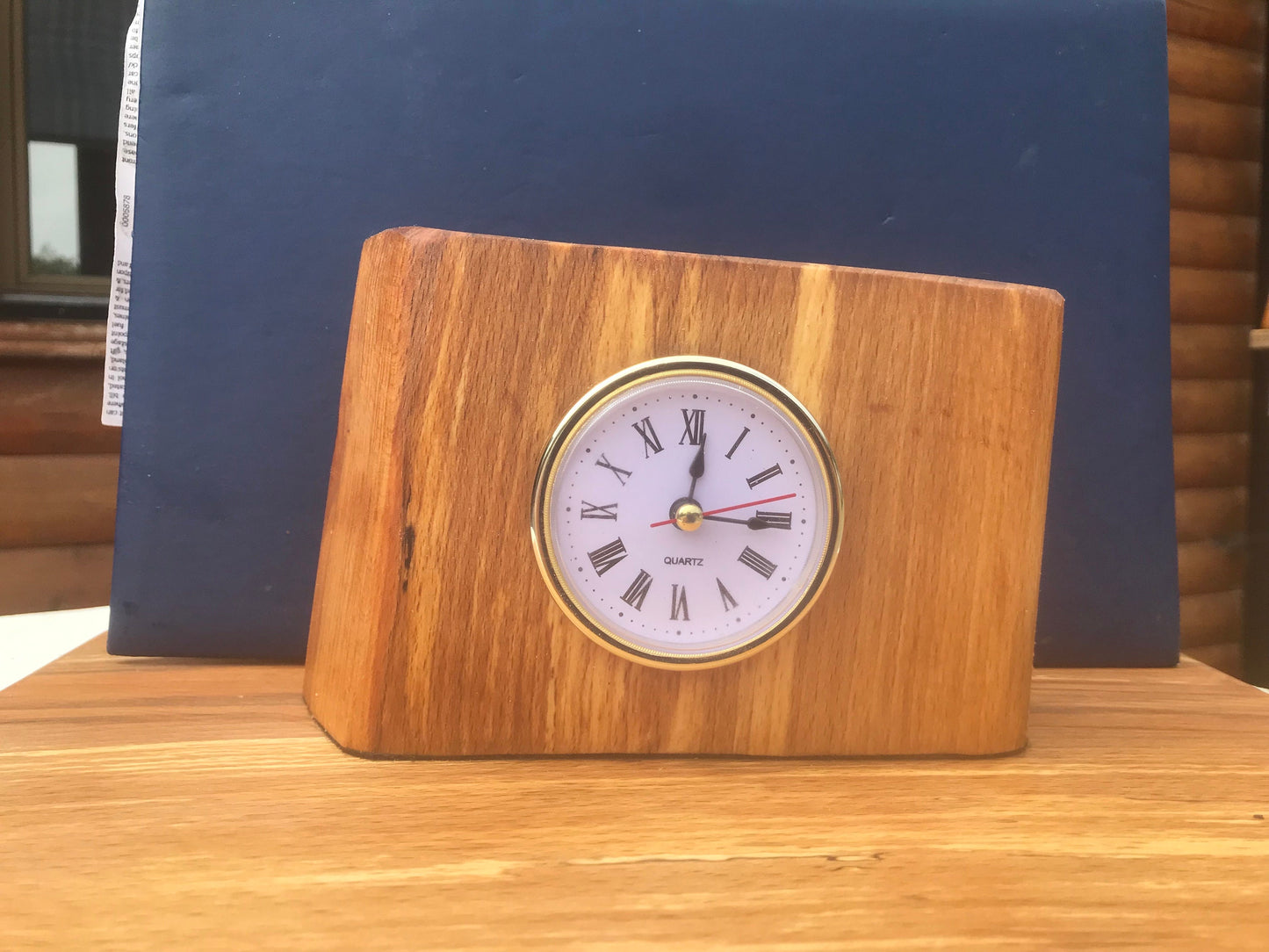 Handmade Miniature Sycamore clock in unique design.