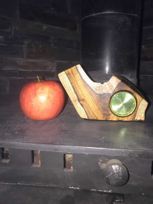 Handmade miniature clock made from laburnum in a unique design