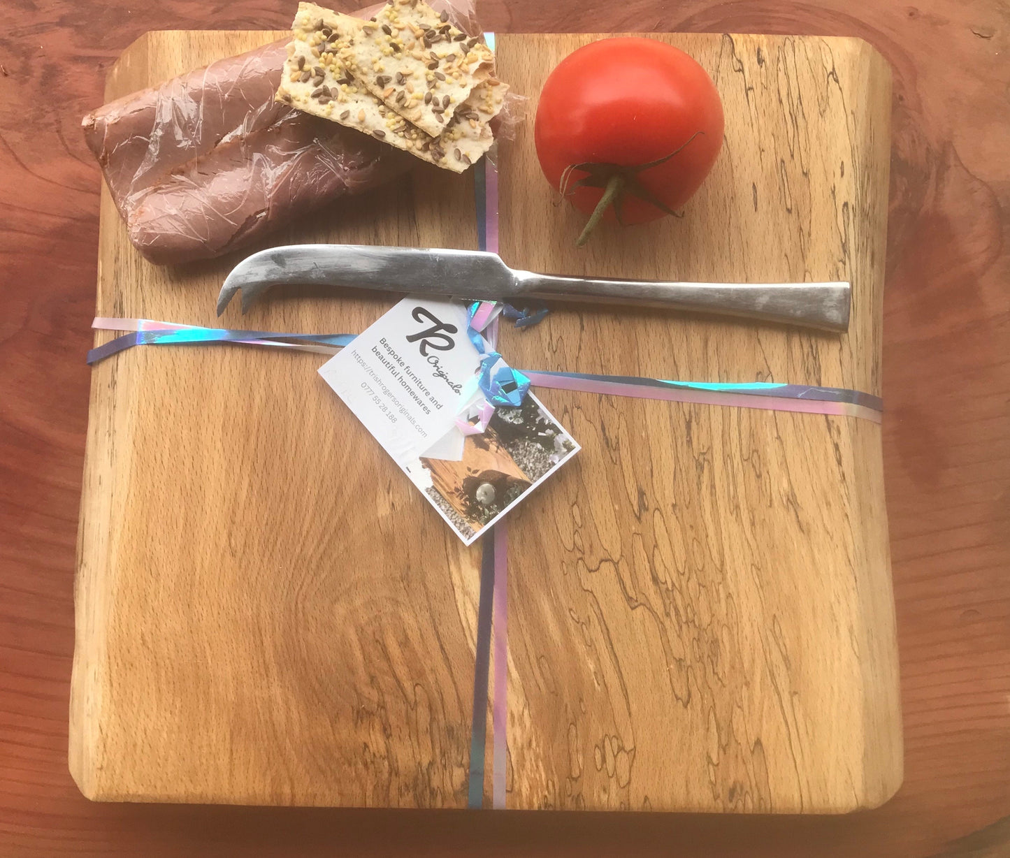 Live Edge Chopping Board, Solid Spalted beech Serving Board, charcuterie board/platter James Martin style