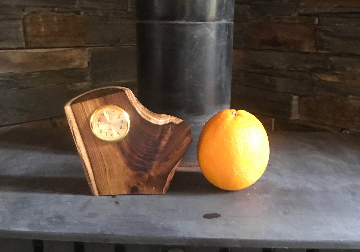 Handmade miniature clock made from laburnum in a unique design