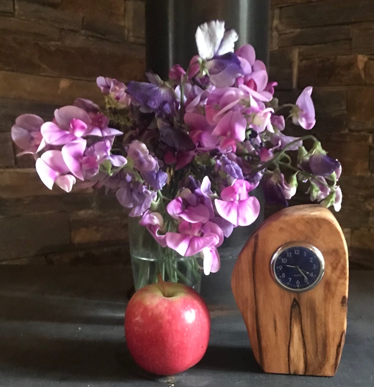 Handmade clock in spalted beech wood a unique design choice of 8 different clock face colours.