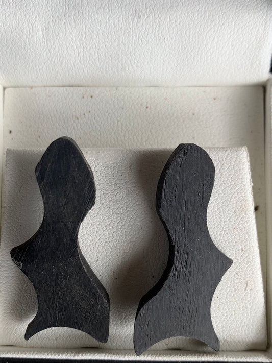 Earrings made from 6000 year old Irish bog oak autheicated by Queens University, Belfast