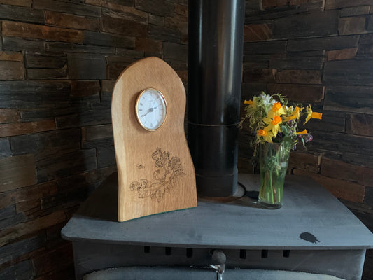 Handmade Oak clock in unique design one of a kind